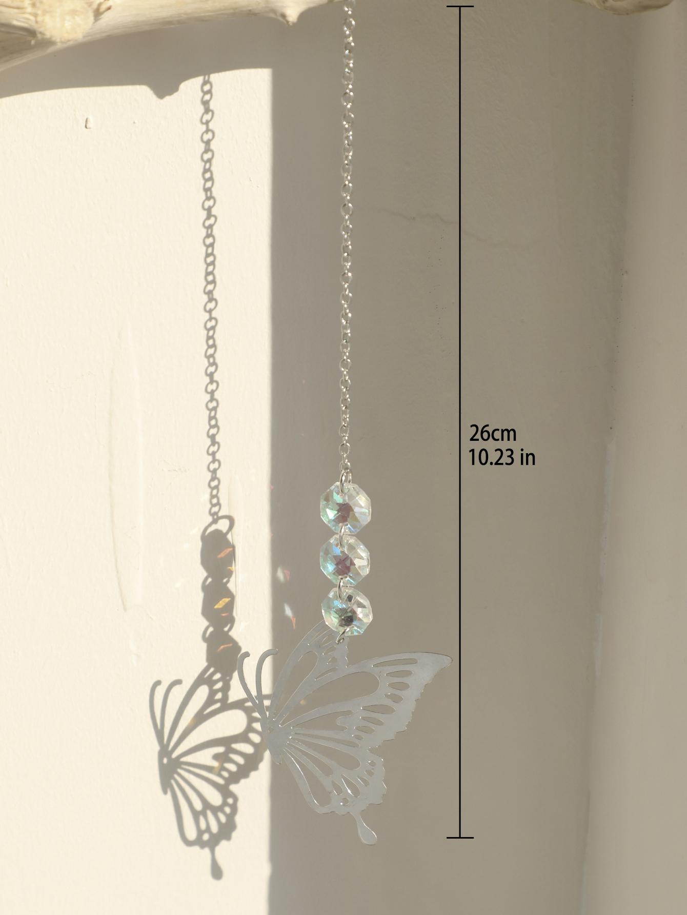 Suncatcher Crystal Rainbow Maker Серебряный цвет Бабочка Дерево жизни Птица Полый узор Витражное окно Уличное украшение