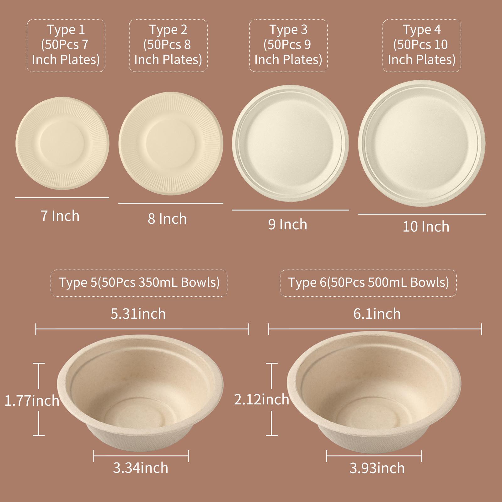 50PCS Disposable 10 Inch Plates Disposable Compostable Paper Tableware Set Ecological Degradable Birthday Dinnerware for Barbecues Camping Picnics Par