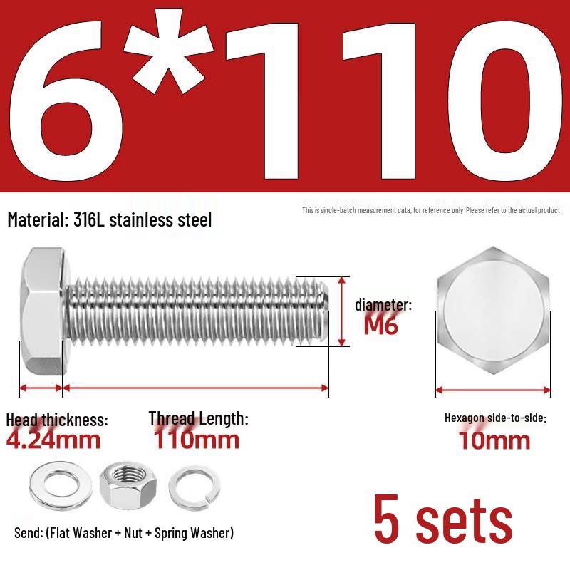 Yi Shuxiang A4-70 Stainless Steel Hexagon Head Bolt & Nut Sets