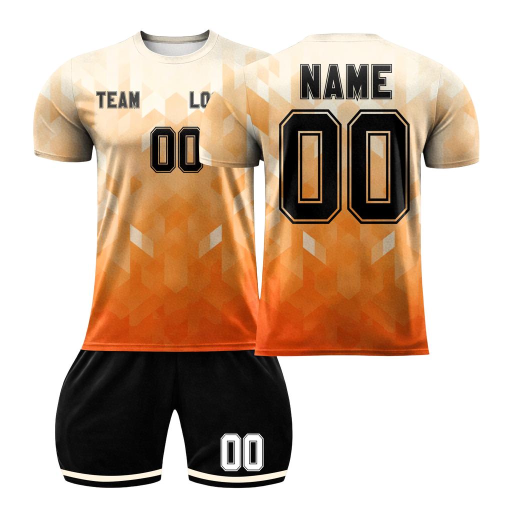 Short Sleeve Sports Jersey and Shorts Set for Men Lightweight Breathable Fabric Athletic Training Uniform for Team Sports DIY Customizable Design