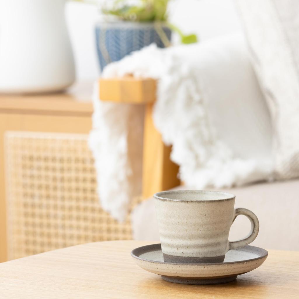 Marui Seito Shigaraki Ware Hechimon Demitasse Cup and Saucer, 100ml Capacity, White, Hakumai, MR-3-4039