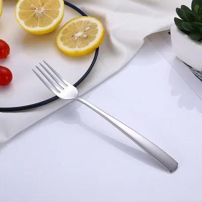 

18/8 Stainless Steel Dinner Fork Dessert Fruit Snack Salad Fork with Long Handle for Hotel Party серебряный