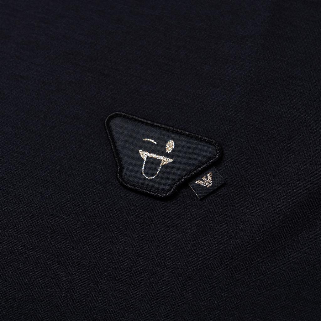 Emporio Armani FW22 Smiley-Gesicht Logo Rundhals Freizeit Kurzarm T-Shirt Herren Oberteile Dunkelblau 3L1TEY-1JUVZ-0920