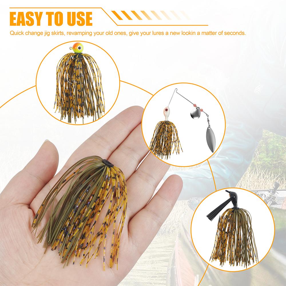 18Pcs Silicone Jig Skirts Fishing Lures for Spinnerbaits Buzzbaits Spoon Blade Squid Jig Replacement Skirt Fly Tying Material