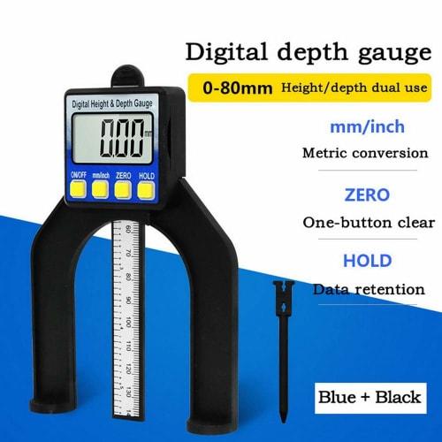 HENPS Digital Depth Gauge, Depth/Height Measurement Tool, 0-80mm (Batteries Sold Separately), LCD Digital Depth/Height Gauge, Precision Electronic Dig