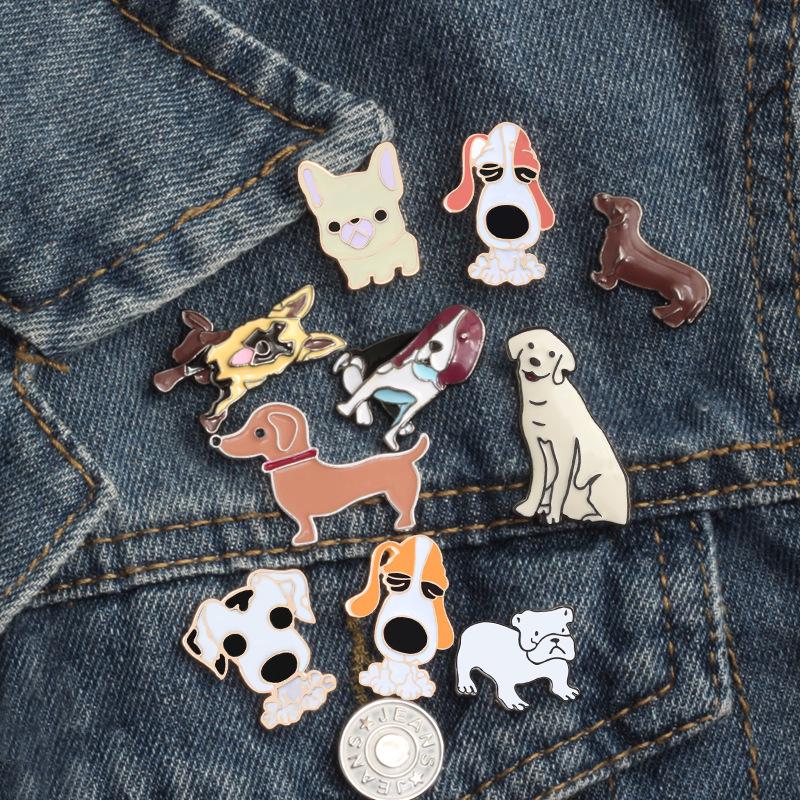 Cartoon Animal Brooch: Cute Dog Pin Badge for Shirts, Sweaters, Jeans - 10 Styles