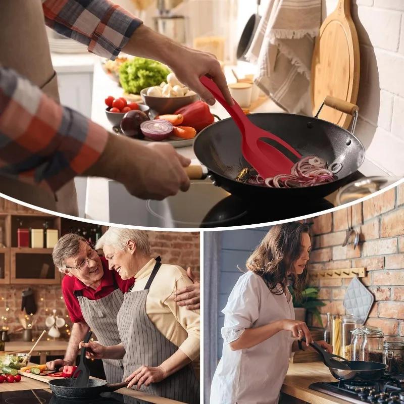 2 In 1 Grip Flip Tongs Egg Spatula Egg Flipper Frying Turning Grilling Kitchen Cooking Tool For Omelette Pancake Gadgets Cooking