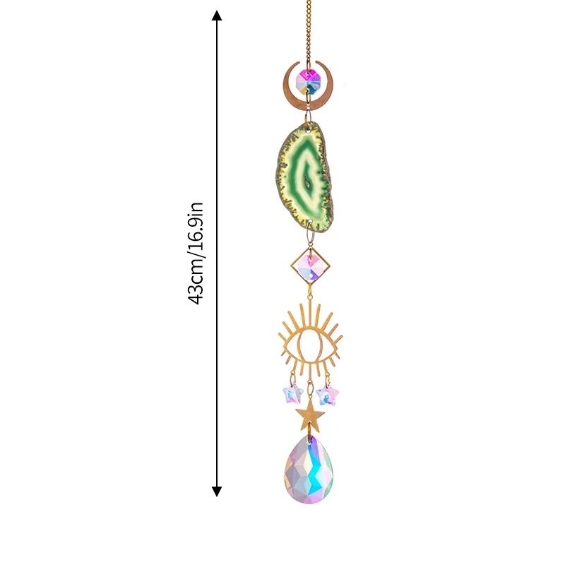 Crystal Sun Catcher Hanging Pendant Wind Chimes Chakra Artificial Agate Raw Stone Crystal Stained Glass Home Window Decoration