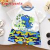 Kids Cartoon Cotton Short Sleeve Sets With Breathable Fabric For Summer Playwear