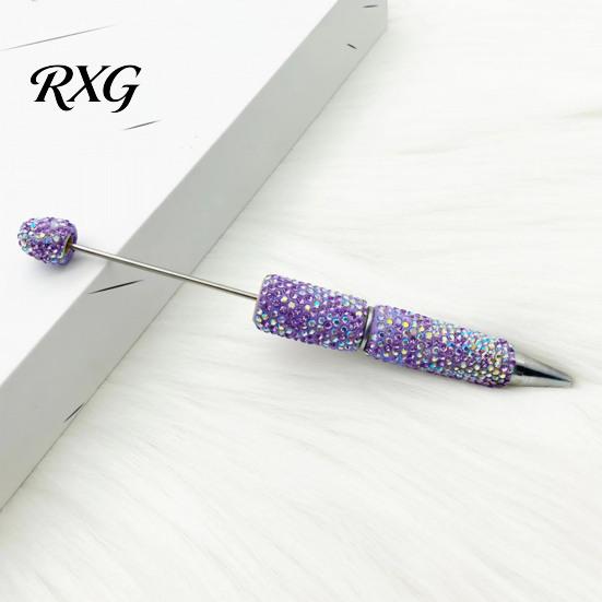 DIY Beadable Pen Set Diamond Pens, Bling Rhinestone Beaded Bead Pen, Crystal Shaft Ballpoint Black Ink Pens for Decorations Office School Supplies