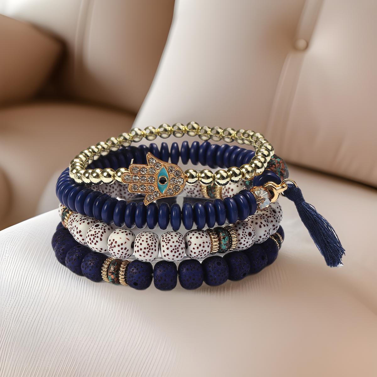 

Retro Ethnic Style Bracelet with Devil s Hand Pendant and Tassel - Multi-Layer Women s Jewelry