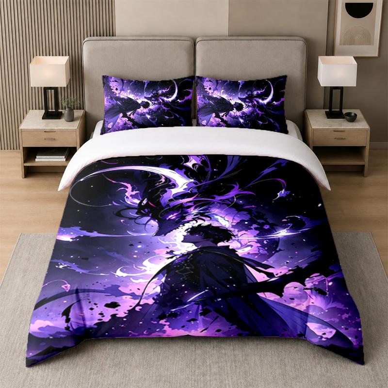 Set Biancheria da Letto 3 Pezzi, Solo Leveling 1 Copripiumino e 2 Federe, Biancheria da Letto Stampata Decorazione per Camera degli Ospiti