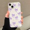 Purple Bow Transparent Phone Case Suitable for iPhone 17 16 15 14 13 12 11 Pro/Max/Plus Anti Drop and Shockproof Back Cover