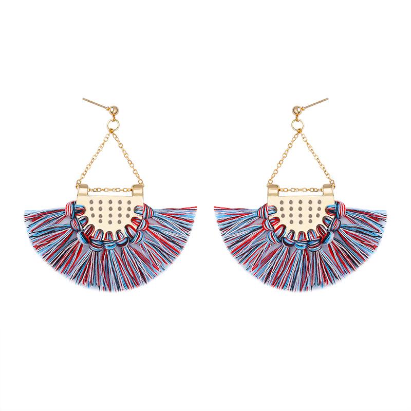 Ethnic Style Fashion Fan-shaped Tassel Earrings Bohemian Earrings Personalized Ear Jewelry ARI