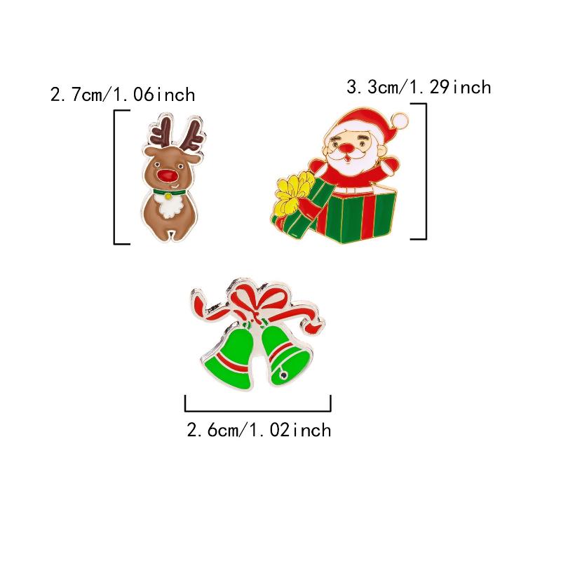 3Pcs/Set  Christmas Brooch For Women Men Cute Santa Claus Bell Elk Snowflake Snowman Enamel Pins Party Jewelry Gift