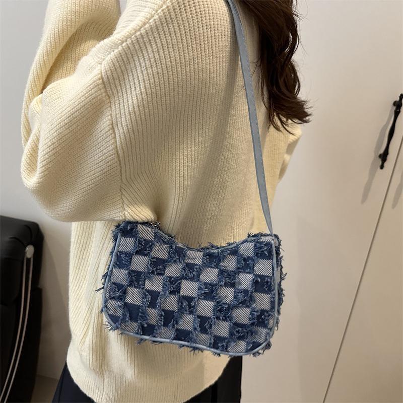 Fashion Personality Gradual Change Star Denim Design Casual Chain Crossbody Shoulder Small Square Women's Bag