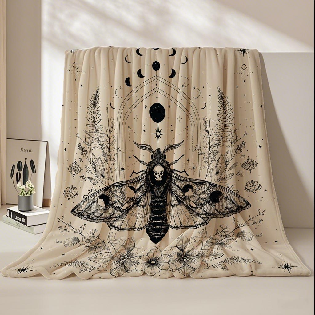 Halloween Ghost Pumpkin Skull Flannel Blanket Throw Blanket Nap Blanket Party Decor Horror Gift Skin Friendly Reversible