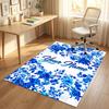 Blue Floral Elegance Theme Soft Crystal Velvet Rug Custom Name & Text Print Non Slip Floor Rug for Bedroom Living Room