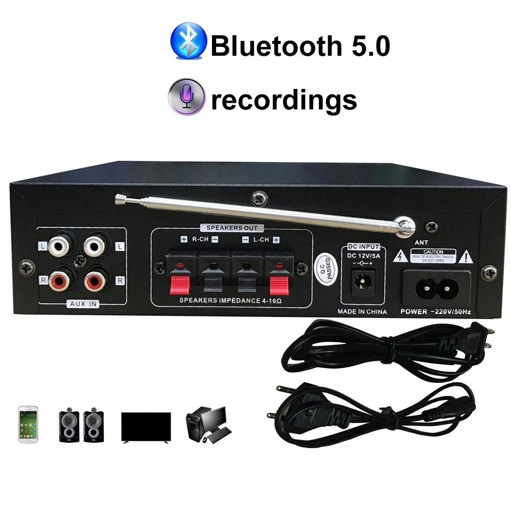 BT-309A-B Mini Audio Amplifier 35Wx2/Bluetooth USB SD FM AUX Mic Input with Echo/DC12V/AC220V Power Amp