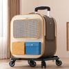 Pet Carrier Backpack with Wheels 2 in 1 Breathable Window Large Capacity Portable Rolling Cat Dog Carrier Bag for Travel
