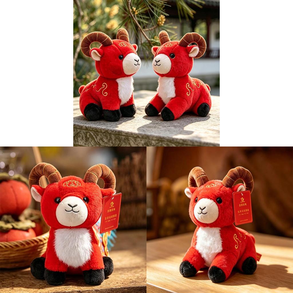 Plush Toy With Lucky Sheep Design For Chinese New Year Gifts And Collection