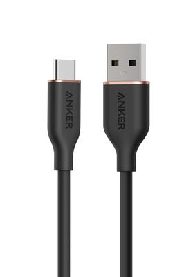 ANKER Cable with Cable Compatible with Silicone Compatible with Galaxy iPhone Midnight Black USB-C & USB-A (Flow), Tangle-Free, 15W, Ties, USB-C