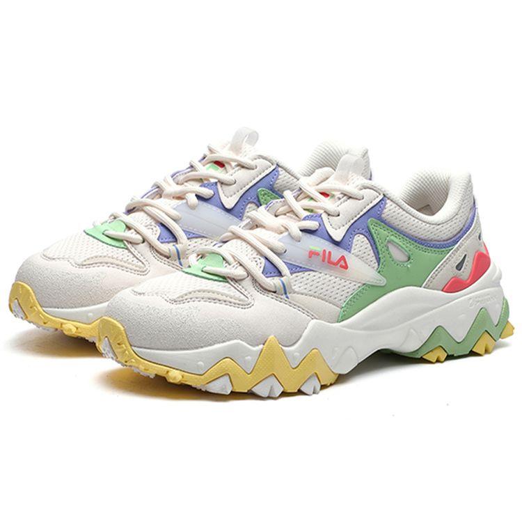 FILA Fellow Okeman 2 Synthetic Leather Comfortable Lightweight Low-Top Casual Shoes Women sneaker White Green Purple F12W211131FJJ