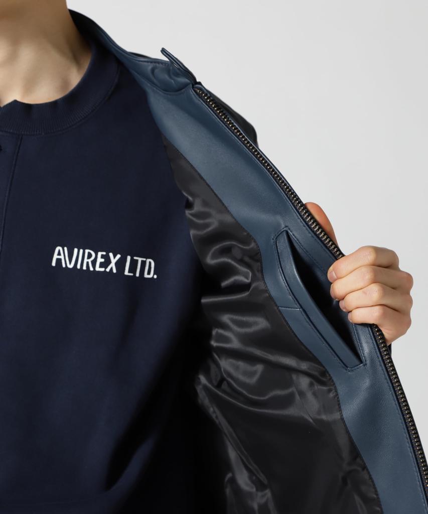 AVIREX Sheep Single Riders Size F Web Depot Exclusive Men's Jacket, 120, Navy, 783-4950023, &