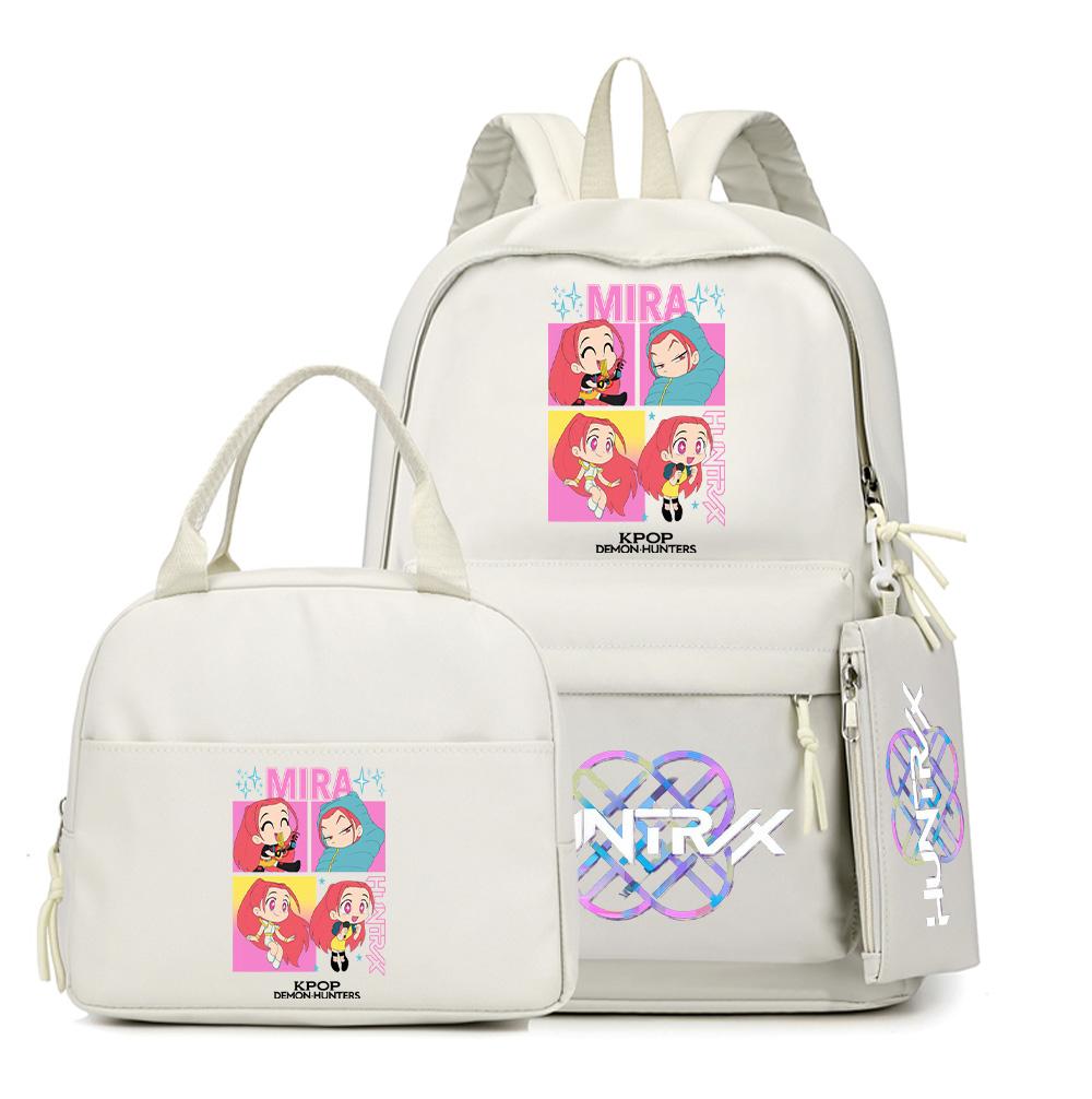 4Pcs/set Cartoon K-Pop Printed Backpack with Handbag Pencil Case for Teenager Student Boy Girl Schoolbag Bookbag Large Capacity Travel Bag Kid Gift