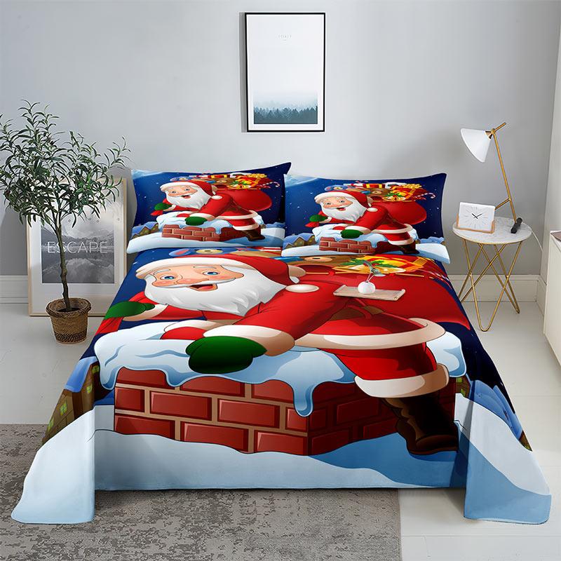 Comforter Merry Christmas Bed With 3D Print Santa Claus Home Decor New Year King Queen Full Size Red Bed