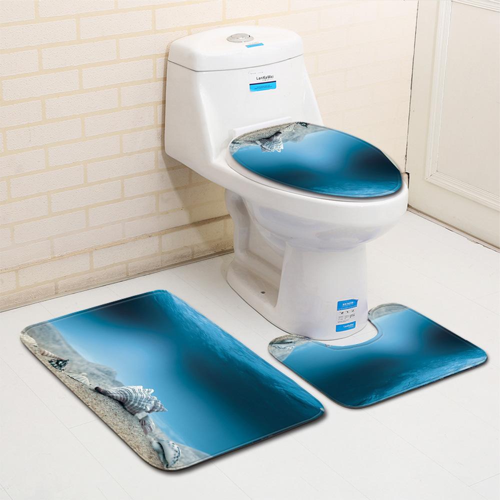 Shell Bathroom Floor Mat Toilet Three-Piece Set