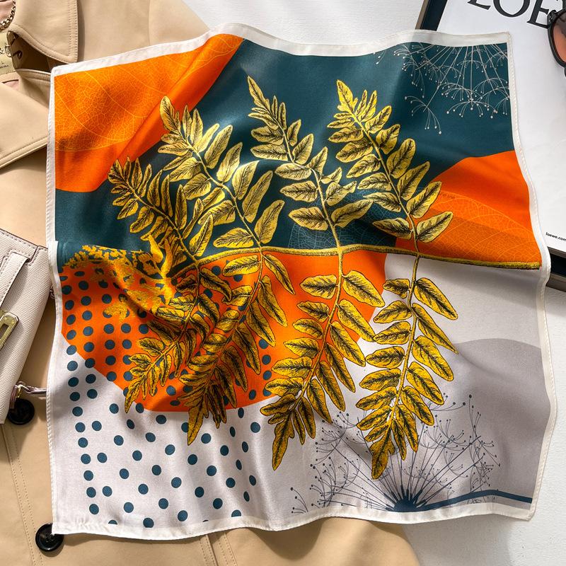 

New Women Square 100% Natural Silk Scarf Foulard Bandana Lady Floral Neck Scarves for Hair Neckerchief Spring Bag Ties 53cm Real Silk 53x53cm