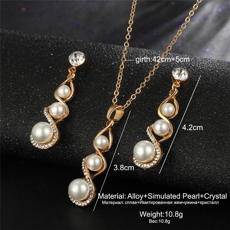 Long Pendant Necklace Drop Dangle Earrings Set Bridal Women Fashion Wedding Jewelry Accessories AVE