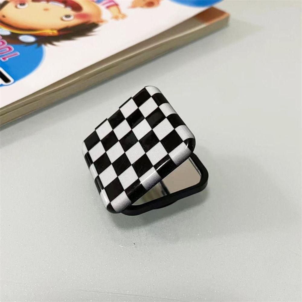 Personalized Cellphone Finger Grip Cosmetic Mirror Phone Stand Holder Plaid Mirror Makeup Mirror