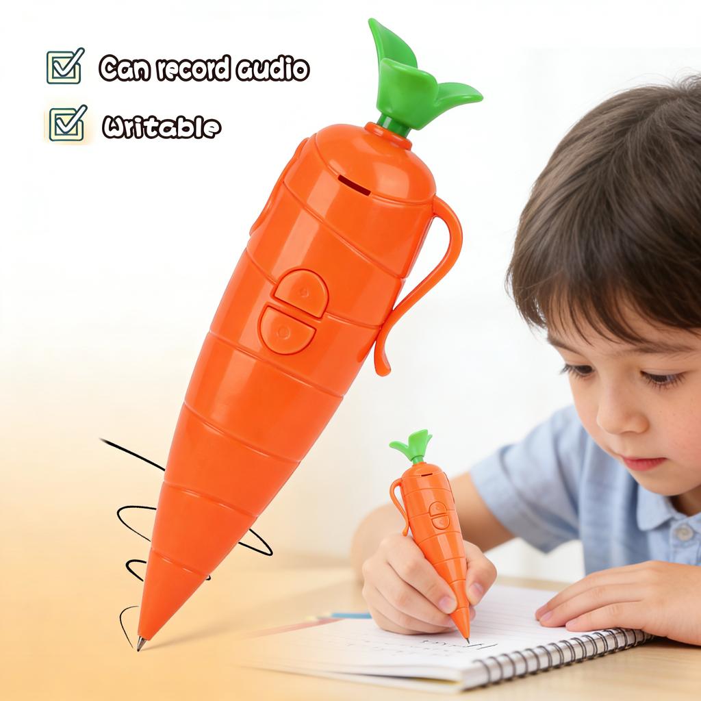 2-In-1 Creative Carrot Shaped Voice Recorder Pen  Electronic Sound Toy Can Write Ballpoint Pen Novelty Voice Recorder Pen Gift