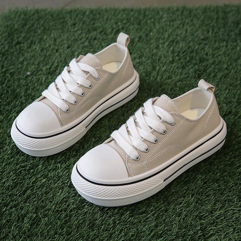 Spring and autumn new canvas shoes female students women's shoes low-top lace-up fashion casual board shoes ins trend white shoes