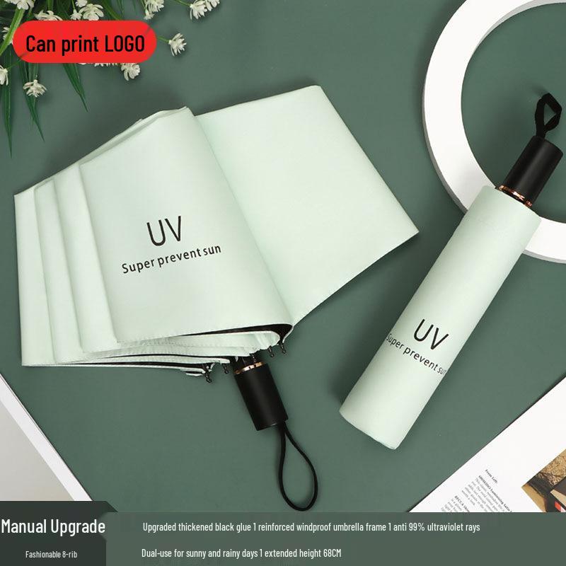 Peptide Silver Titanium Sunscreen Dual-Use Umbrella: Reflective, Sun & Rain Protection, VIP Princess Five-Fold Design.