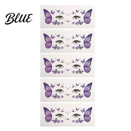 Easy Butterfly Makeup Decals 5 Sheets Glitter Eye Stickers Temporary Face Tattoos