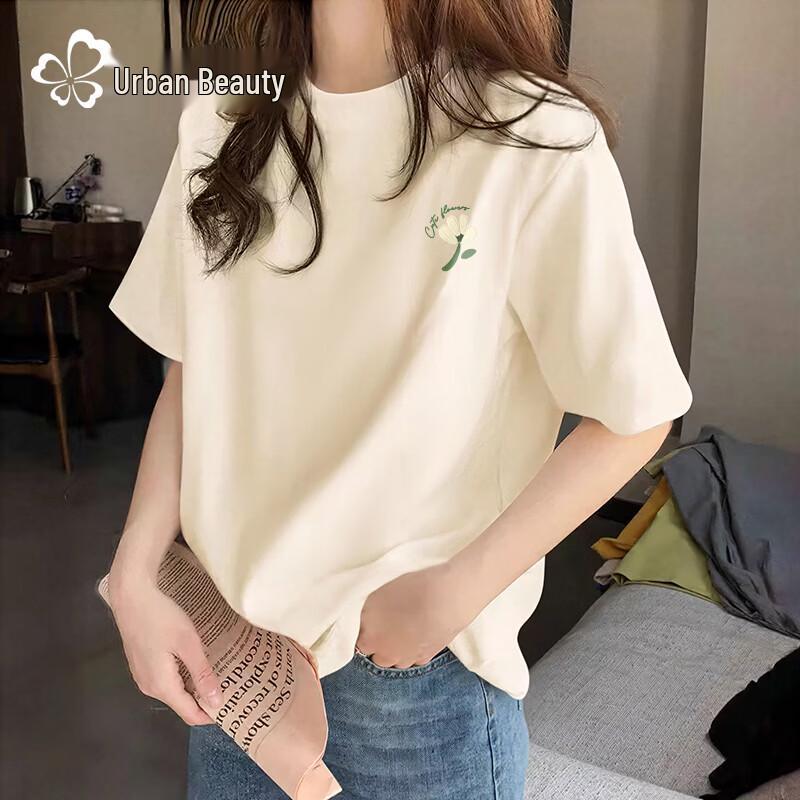Women's Casual Cotton T-Shirt with Time Flower Graphic