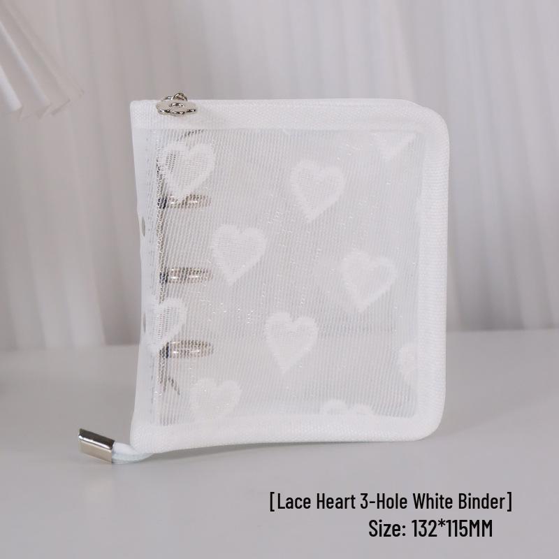 Japanese Transparent Loose-Leaf Binder with Creative Heart Lace Cover - A5/A6/A8/M5 Planner Shell In Stock