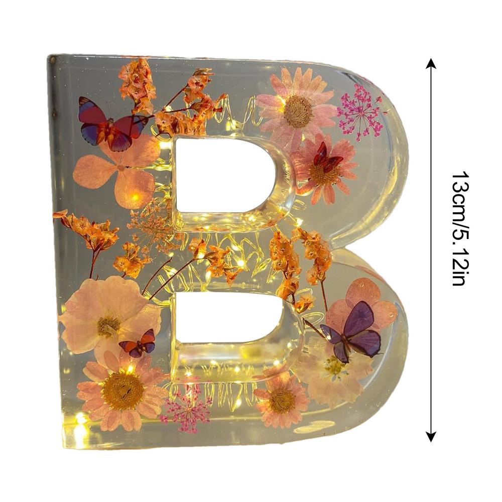 Creative Large Letter Floral Night Light 26 Letters A-Z Dry Flower Simulation Floral Letter Light Valentine's Day Gift