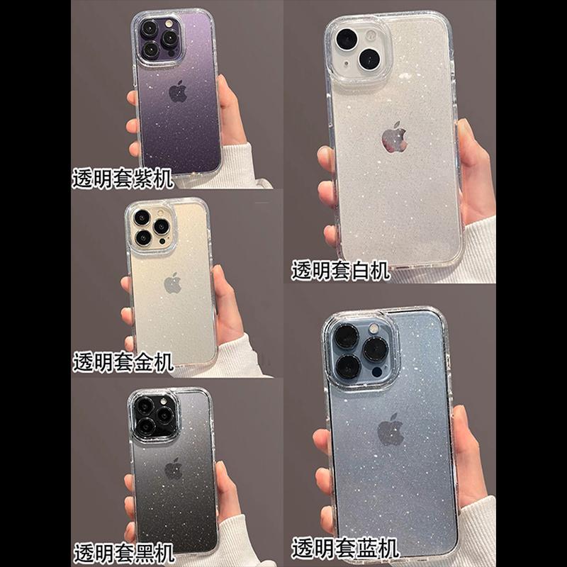 Transparent Simple Glitter Phone Case For For Iphone 16 1 14 13 12 11 Pro Max XR XS MAX 7 8 14 PLUS Y2K Shockproof Clear Soft Cover