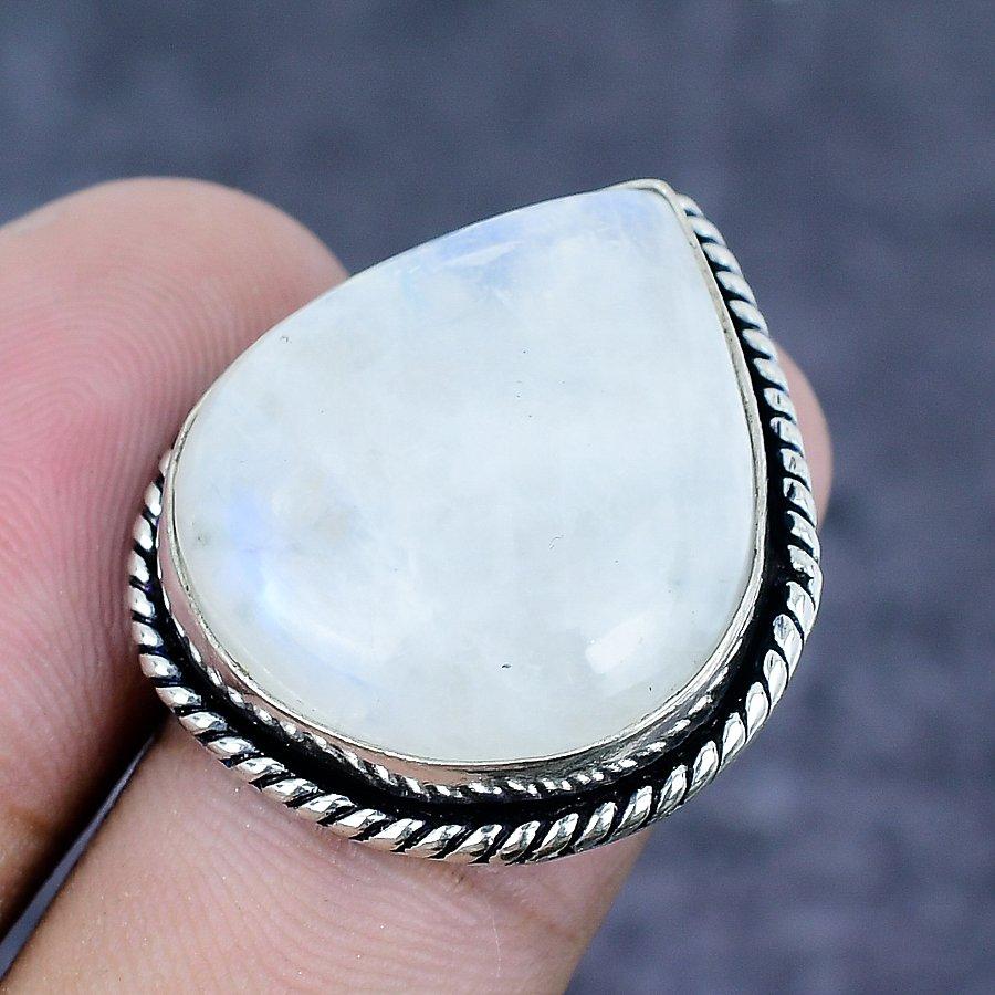 Natural Moonstone Gemstone 925 Sterling Silver Jewelry Ring Size 5.5 D0i92
