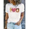 European Sizes Creative Corn & Pretzel Heart Print Women'S Casual Crew Neck Short Sleeve T-Shirt