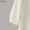 ZANZEA Damen Lässig Rundhals Sommer 3/4 Ärmel Lockere Bluse