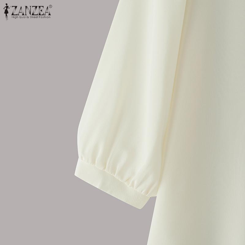 ZANZEA Women Casual Round Neck Summer 3/4 Sleeve Loose Blouse