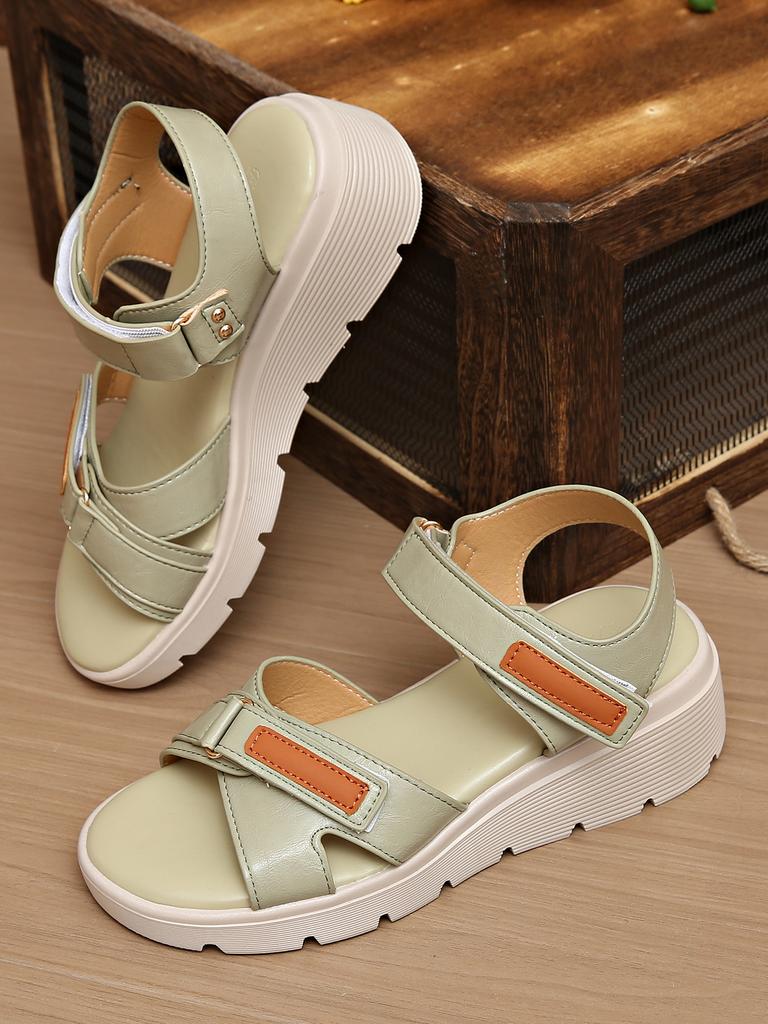 Platform Sandals Women's Summer New Women's Sandals Sports Style Velcro Large Size Casual Sandals