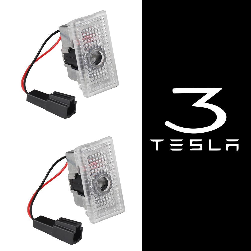For Tesla Model 3 Model S X Model Y 2pcs Car Door LED Logo Projector Puddle Light Welcome Light Laser Projector Auto Accessories