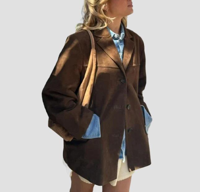 Retro Suede Women's Jacket - Cross-Border European & American Style