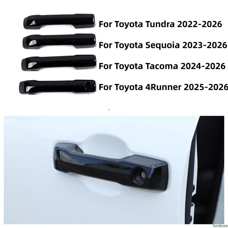For Toyota Tundra Sequoia Tacoma 4Runner Glossy Black Carbon Fiber Chrome Car Door Handle Cover Trim Styling Auto Accessories